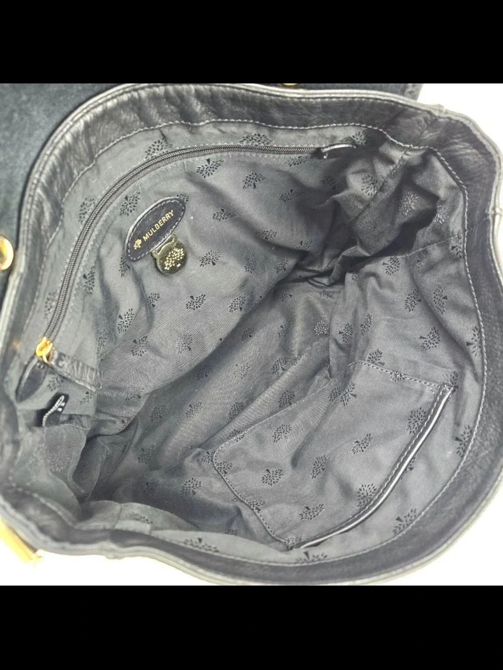 Mulberry Black Leather Satchel with Gold Hardware